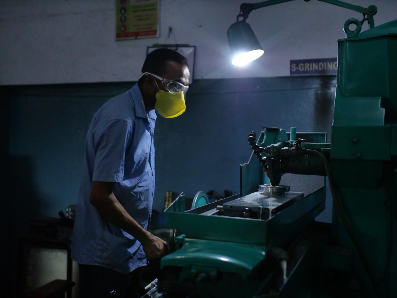 Surface Grinding at S.L.N. Precision Works shop floor, Peenya Bengaluru